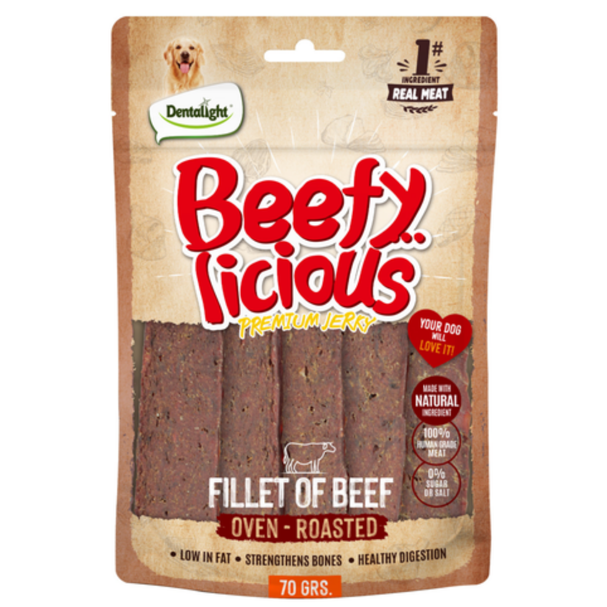 Dentalight Beffy Licious Kurutulmuş Sığırlı Fileto Köpek Ödül Maması 70 gr