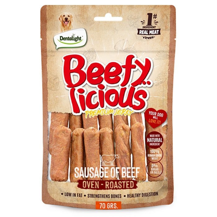 Dentalight Beffy Licious Kurutulmuş Sığırlı Sosis Köpek Ödül Maması 70 gr