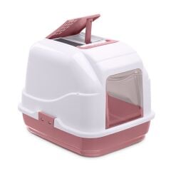Imac Easy Cat Kapalı Kedi Tuvaleti Pembe Beyaz 50 x 40 x 40 cm