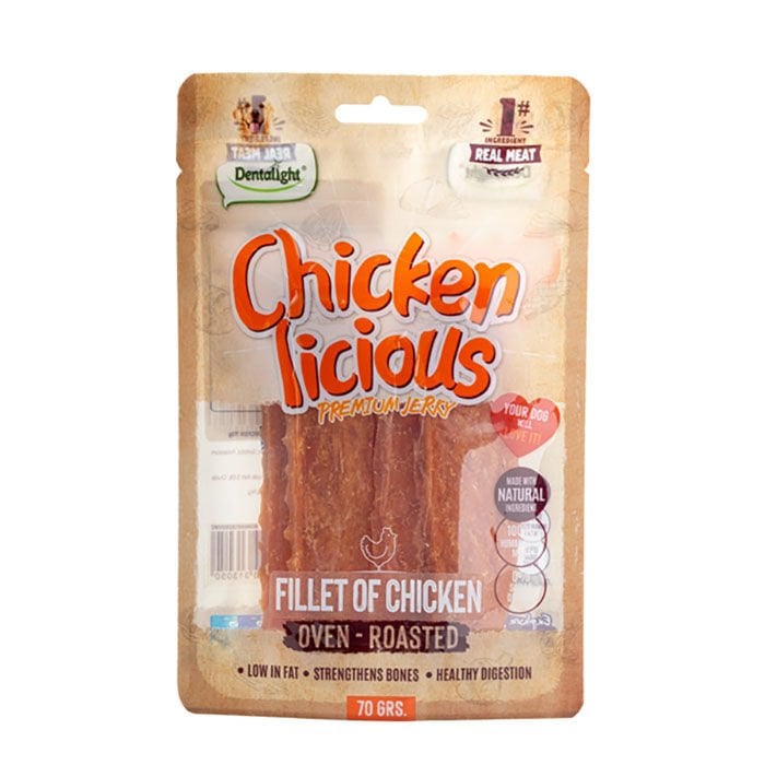 Dentalight Chicken Licious Kurutulmuş Tavuklu Fileto Köpek Ödül Maması 70gr