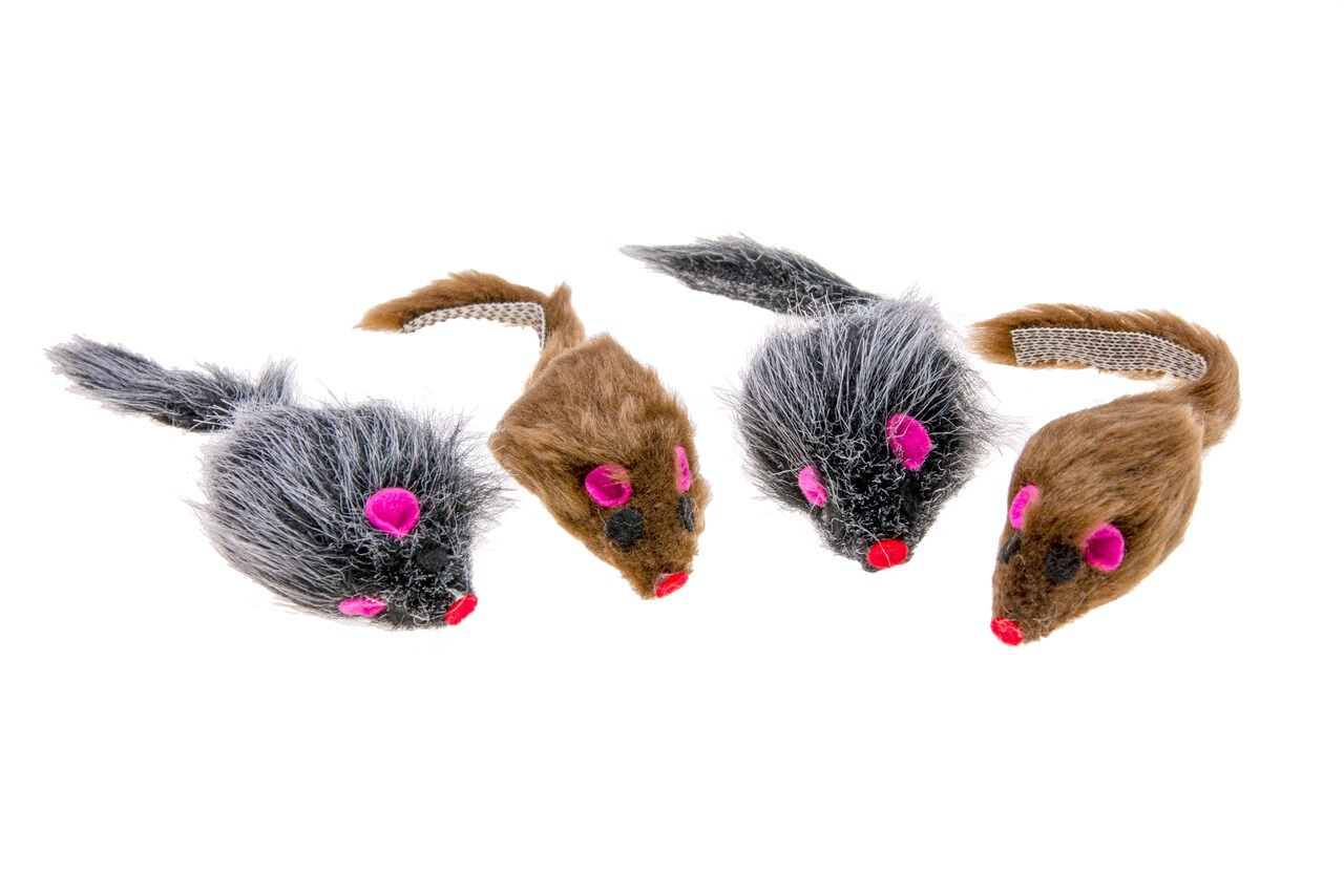 Karlie Siyah Beyaz Peluş Fare Kedi Oyuncağı 5 Cm - 1 adet