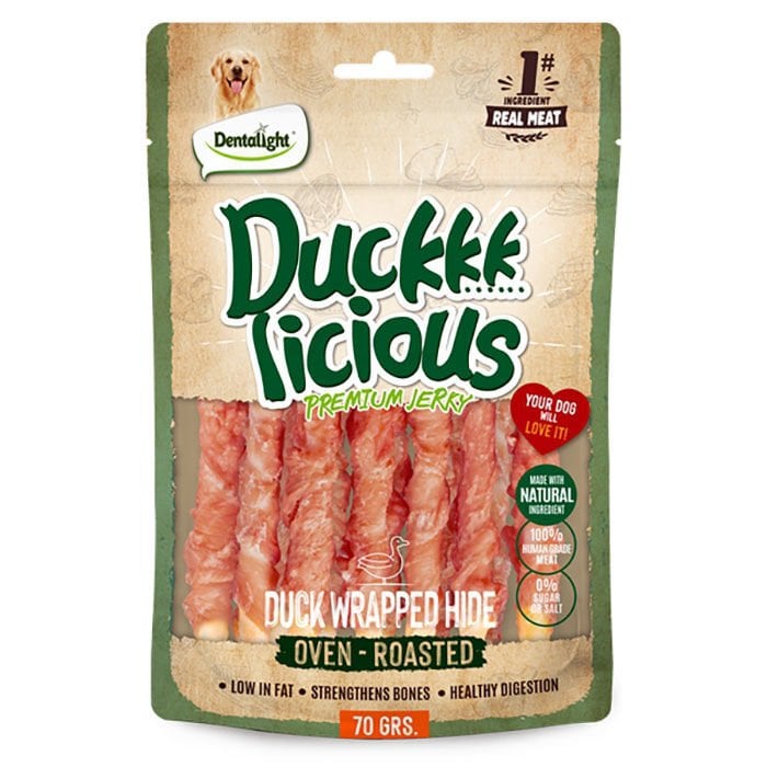 Dentalight Duckkk Licious Kurutulmuş Ördekli Deri Sarma Köpek Ödül Maması 70gr
