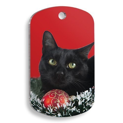 Pet Tag Art Pet Tag Art - Yeni Yıl ve Noel Serisi Black Cat Asker Kedi Künyesi Large: 2,9 x 5 cm.
