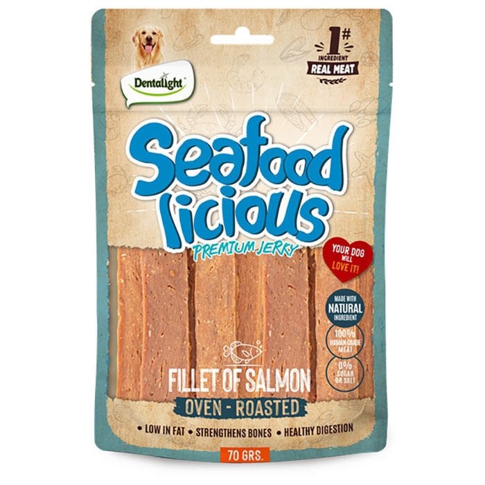 Dentalight Seafood Licious Kurutulmuş Somonlu Fileto Köpek Ödül Maması 70gr