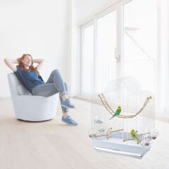 Imac Fiona Muhabbet Kuşu Kafesi Mavi Beyaz 50 x 30 x 65 cm