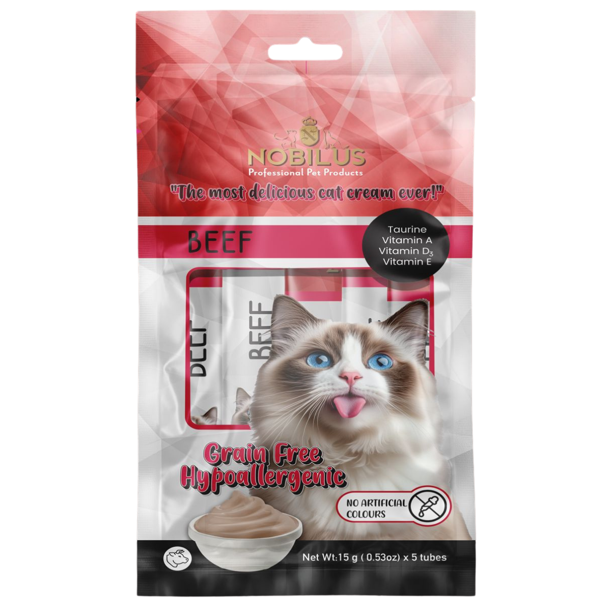 NOBILUS Dana Etli Kedi Krem Ödül Maması 5 x 15 gr