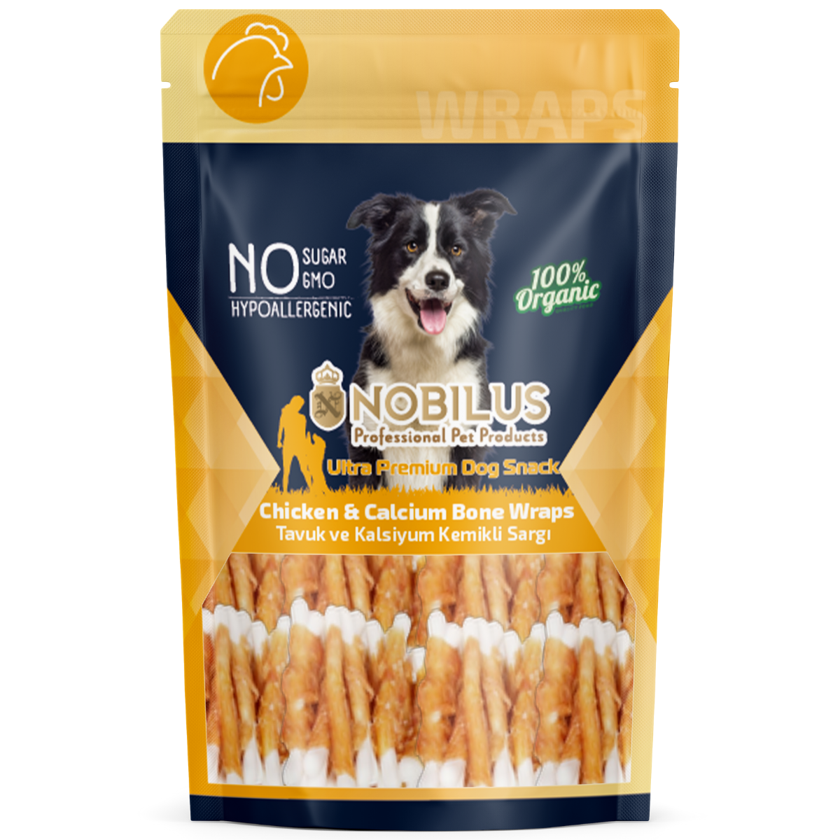 NOBILUS Tavuk Eti Sargılı Kalsiyum Köpek Ödül Maması 80 gr