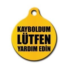 Dalis Pet Tag - Kayboldum Lütfen Yardım Edin Yuvarlak Kedi Köpek Künyesi Medium
