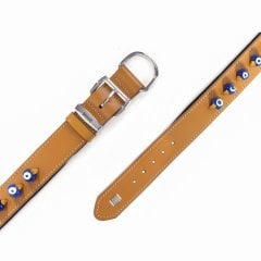 Doggie Konforlu Gerçek Deriden El Yapımı Nazar Boncuklu Köpek Boyun Tasması