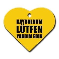 Dalis Pet Tag - Kayboldum Lütfen Yardim Edin Geniş Kalp Kedi Köpek Künyesi Medium
