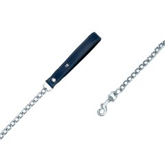 Doggie Konforlu Gerçek Deriden El Yapımı Zincirli Köpek Gezdirme Kayışı 4x110-cm - Black