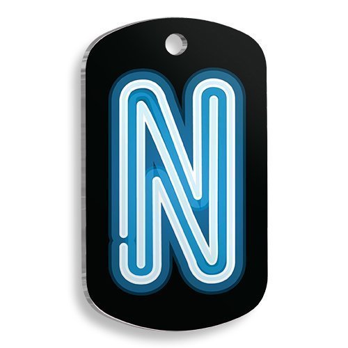 Pet Tag Art Neon N Harfi Asker Kedi ve Köpek Künyesi Large: 2,9 x 5 cm.