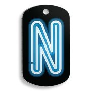 Pet Tag Art Neon N Harfi Asker Kedi ve Köpek Künyesi Large: 2,9 x 5 cm.