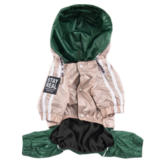 PawStar Bej Yeşil Bicolor Büyük Irk Tulum Yağmurluk 7XL
