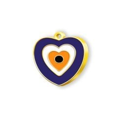 Dalis Altın Renkli Mineli Seri Küçük Nazar Boncuklu Künye - Turuncu