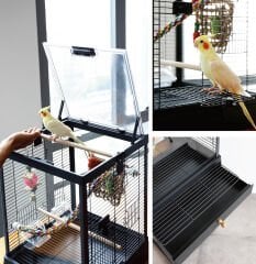 Dayang Kırılmaz Camlı Kuş Kafesi 39,5 x 43 x 51,3 cm Beyaz