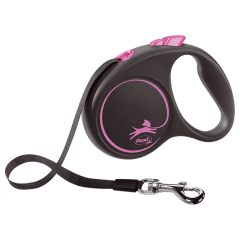 Flexi Black Design Pembe Şerit Small 5 m Köpek Gezdirme Tasması