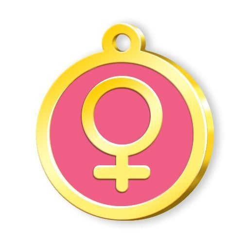Dalis Altın Renkli Mineli Kadın Sembol Desenli Künye - Pembe