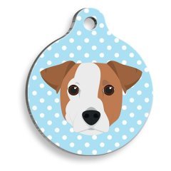 Pet Tag Art - Irklara Özel Seri Puantiyeli Jack Russel Yuvarlak Köpek Künyesi Large