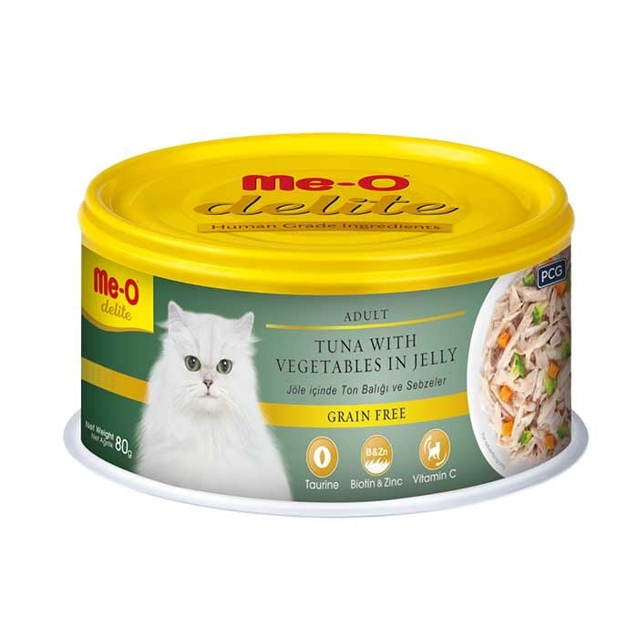 Me-O 4458-Delite-Konserve Kedi Maması Sebzeli Ton Balıklı 80 Gr 24 Adet