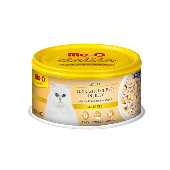 Me-O 4465-Delite-Konserve Kedi Mama Ton Balığı Peynir 80 Gr 24 Adet