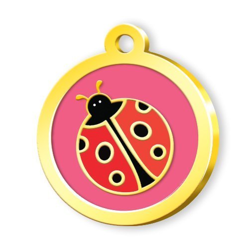 Dalis Altın Renkli Mineli Seri Uğur Böceği Desenli Künye - Pembe
