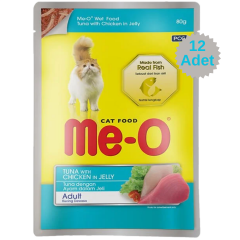 Me-O Pouch Adult Ton Balığı ve Tavuklu 80 Gr x 12 adet Kedi Yaş Mama