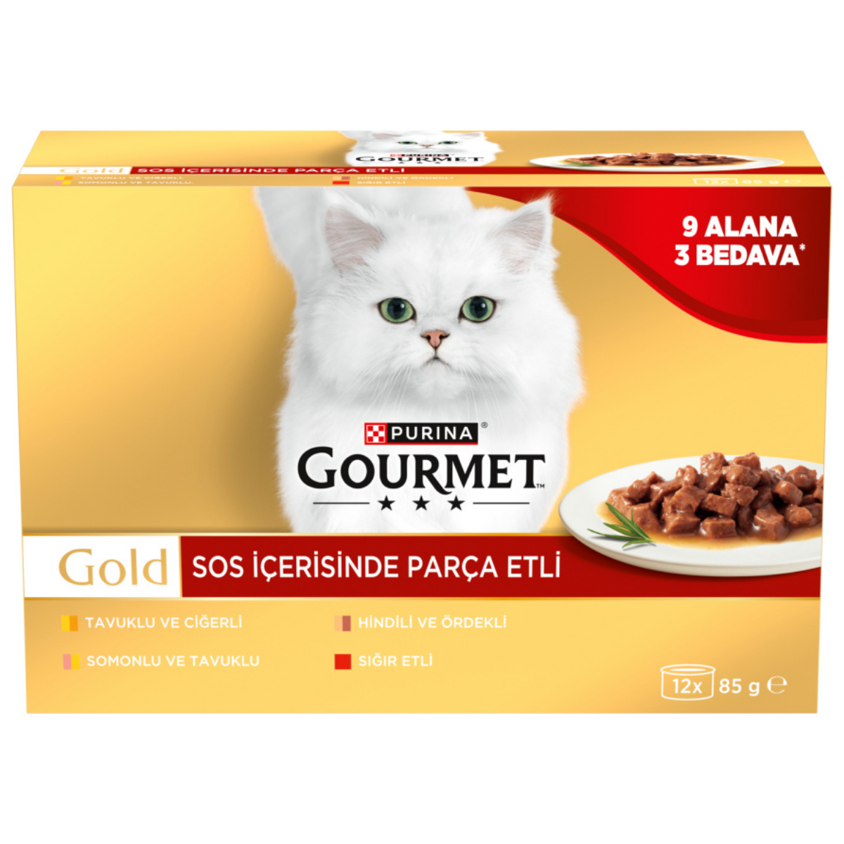 Purina Gourmet Gold Parça Etli 4 Çeşit Konserve Kedi Maması 85 gr x 12 Adet