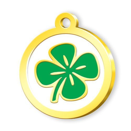 Dalis Altın Renkli Mineli Seri Yonca Desenli Künye - Beyaz