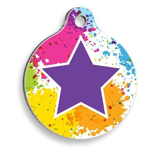 Pet Tag Art Mor Yıldız Yuvarlak Kedi ve Köpek Künyesi
