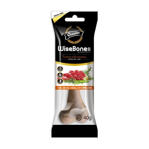 Gnawlers Wisebones 40 Gr Geyik ve Biberiyeli Köpek Ödül Kemiği