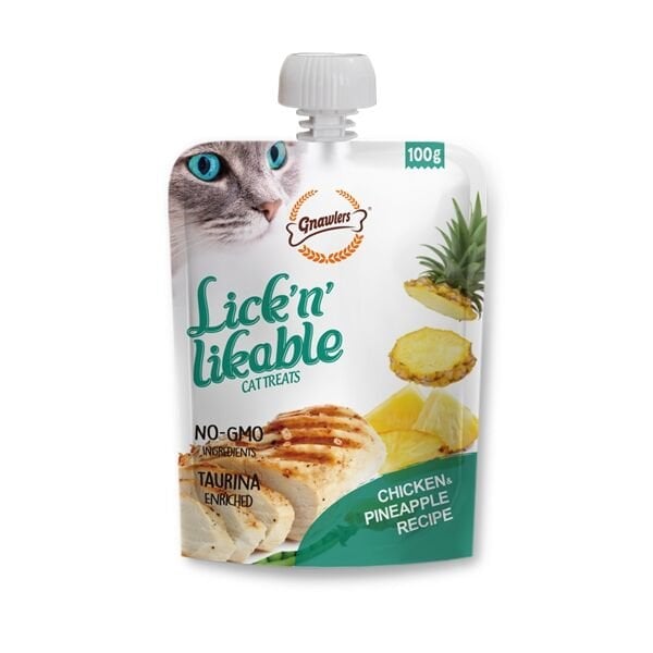 Gnawlers Creamy Lickable Tavuklu Ananaslı Sıvı Kedi Ödülü 100 Gr x 8’li Paket