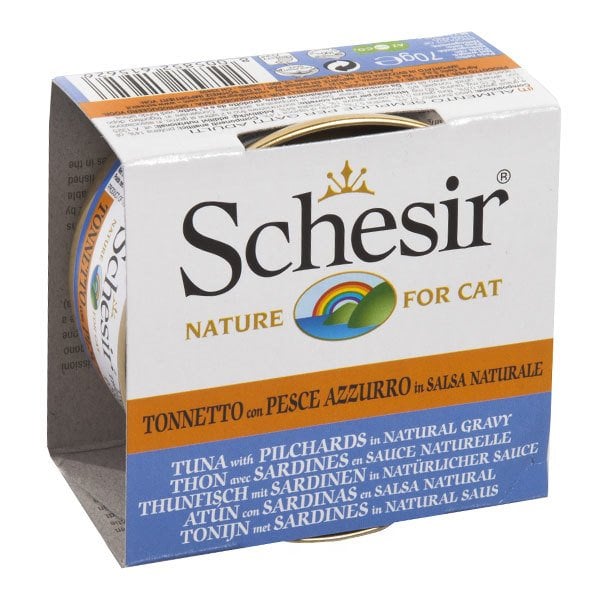 Schesir Suyunda Pişmiş Ton Balıklı Sardalyalı Konserve Kedi Maması 70 Gr