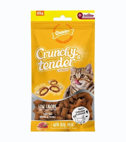 Gnawlers Crunchy Tavuklu Prebiyotik Destekli Kedi Ödül Maması 65 gr x 12 adet