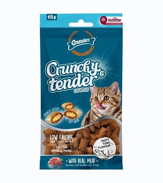 Gnawlers Crunchy Ton Balıklı Prebiyotik Destekli Kedi Ödül Maması 65 gr x 12 adet