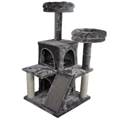 Tommy Çok Katlı Rampalı Evli Kedi Tırmalama Platformu Gri 50 x 50 x 116 cm