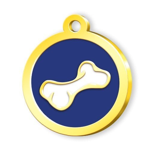 Dalis Altın Renkli Mineli Seri Kemik Desenli Künye - Mavi