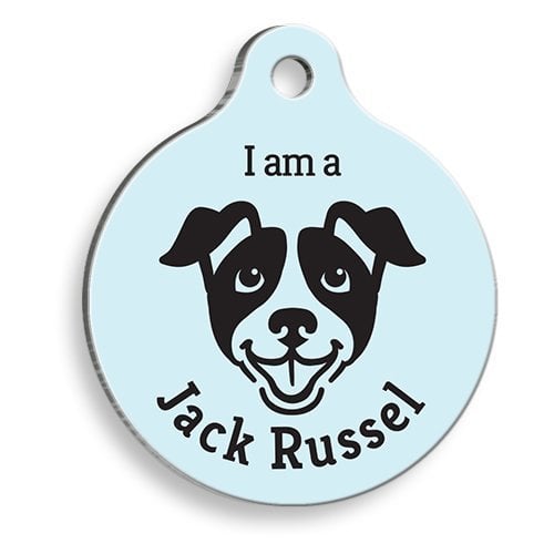 Pet Tag Art Mavi Jack Russel Yuvarlak Köpek Künyesi