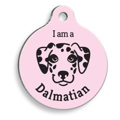 Pet Tag Art Pembe Dalmaçyalı Yuvarlak Köpek Künyesi