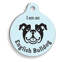Pet Tag Art Mavi English Bulldog Yuvarlak Köpek Künyesi