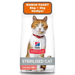 Hills Adult Sterilised Somon Balıklı Kısırlaştırılmış Kedi Maması 8 + 2 Kg Hediye