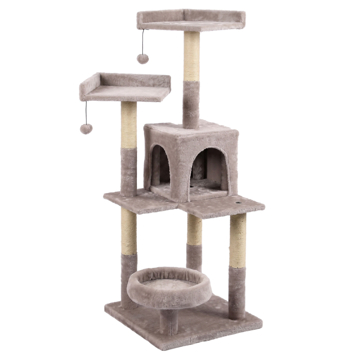 Tommy Çok Katlı Lüks Evli Kedi Tırmalama Platformu Bej 45 x 45 x 121 cm