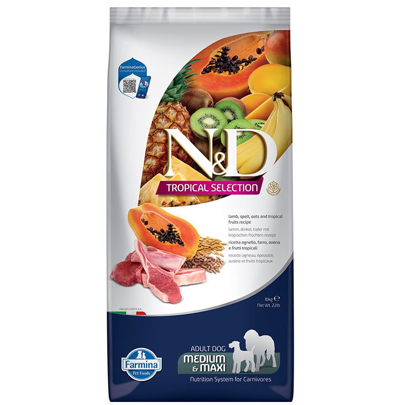 ND Dog Tropical Selection Kuzu Etli Medium Maxi 10 Kg Köpek Maması