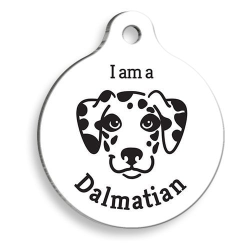 Pet Tag Art Beyaz Dalmaçyalı Yuvarlak Köpek Künyesi