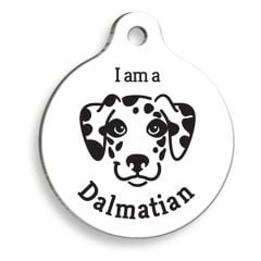 Pet Tag Art Beyaz Dalmaçyalı Yuvarlak Köpek Künyesi