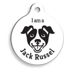 Pet Tag Art Beyaz Jack Russel Yuvarlak Köpek Künyesi