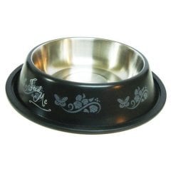 Oripet Çiçek Desenli Çelik Köpek Mama Kabı 64 Oz Paslanmaz Çelik Mama ve Su Kabı