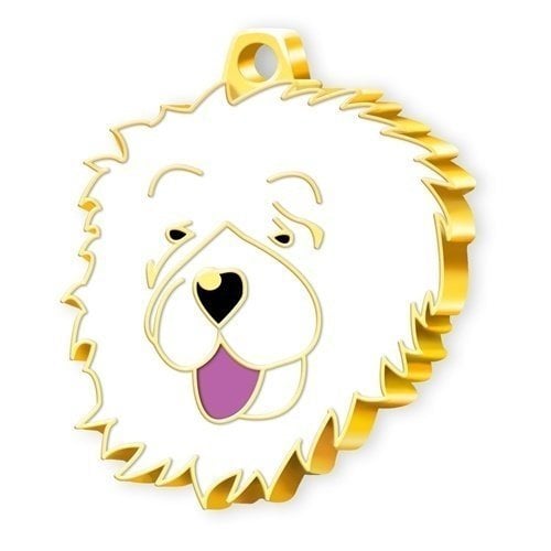 Dalis Altın Renkli Çin Aslanı Beyaz Chow Chow Köpek Künyesi