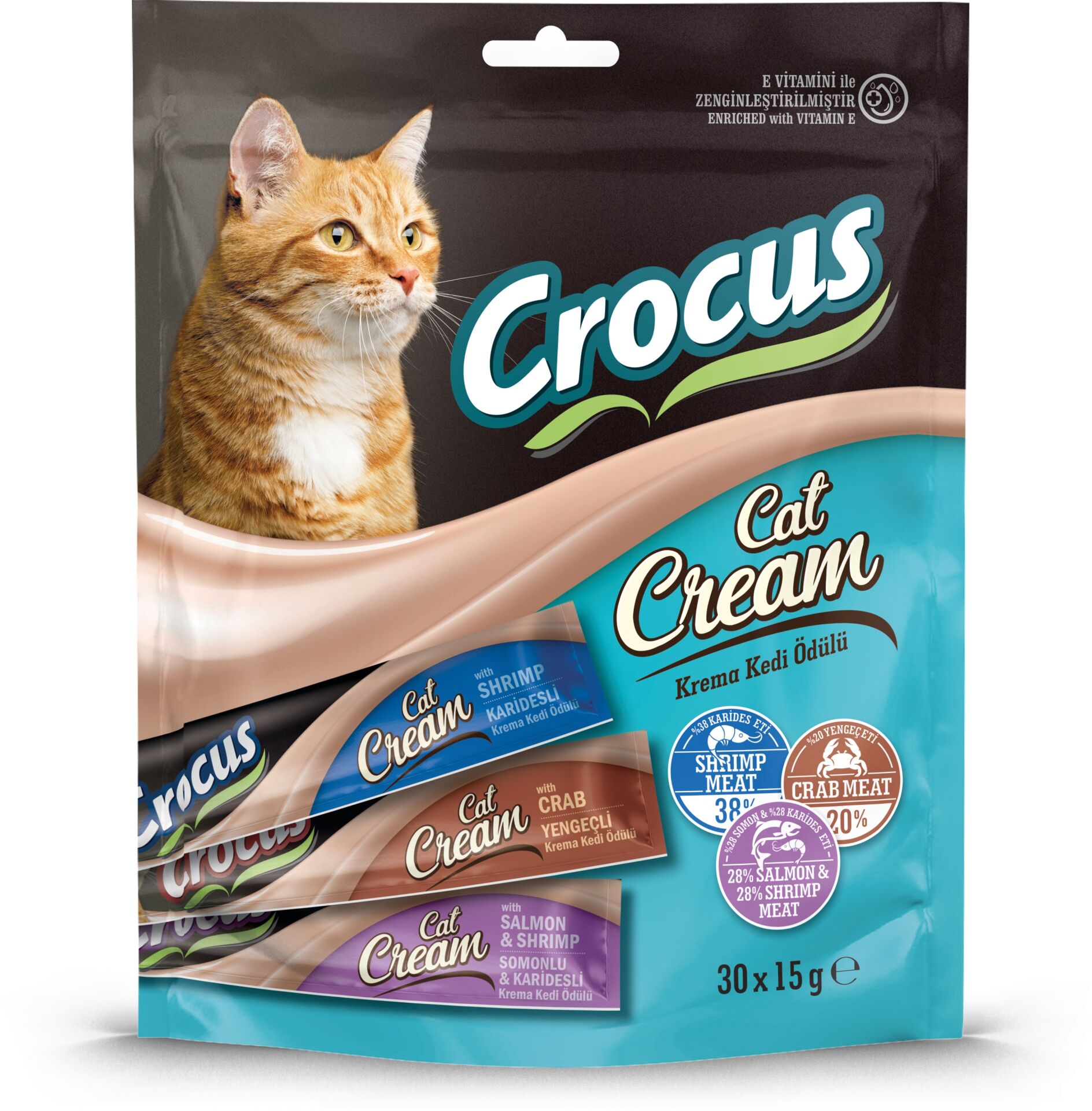 Crocus Çoklu Somon Karides Yengeç Kedi Ödülü 30 adet x 15 gr