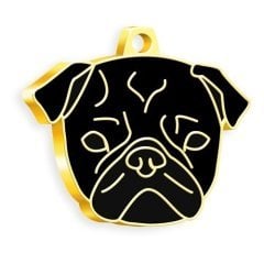 Dalis Altın Renkli Siyah Pug Köpek Künyesi